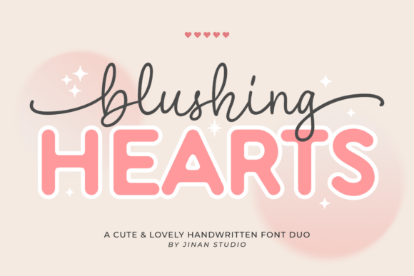 Blushing Hearts Duo: Romantic Typography for Modern Design